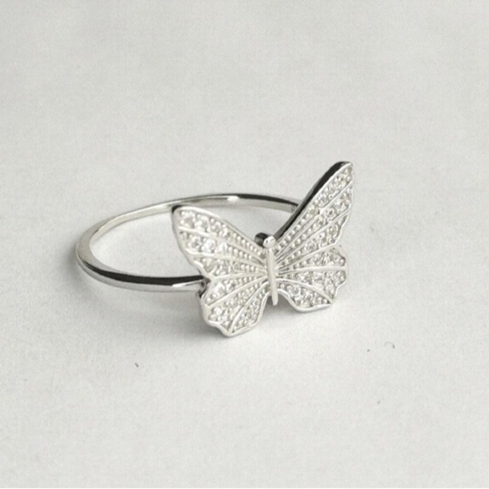 CZ Butterfly Ring Sterling Silver size 9 🆕